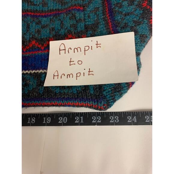 Sweater100% Shetland Wool Fair Isle Nordic Multi Preppy 90s Ski grandpa SZ M - Picture 7 of 11